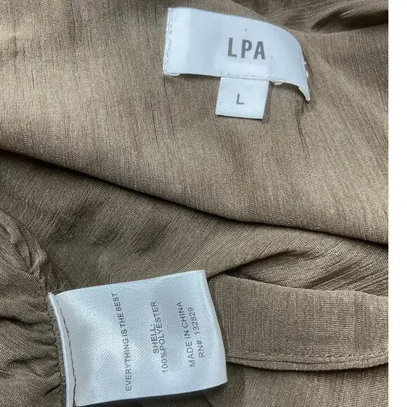 Lpa Ruched Dusty Olive Elena Dress Size L - Picture 4 of 4